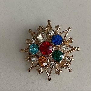 Vintage Coro multi color rhinestone brooch